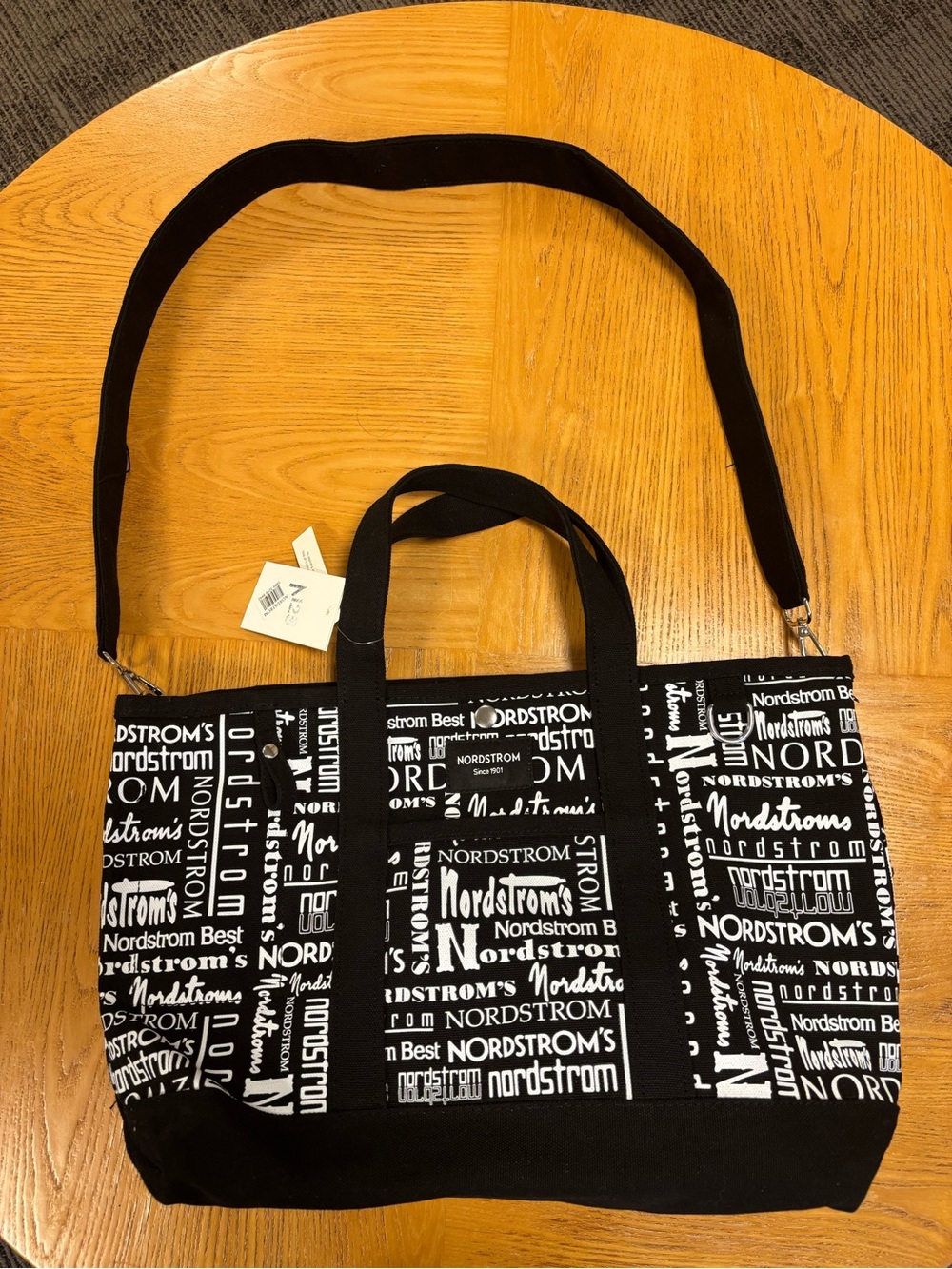 Nordstrom Black and White Logo Pattern Tote